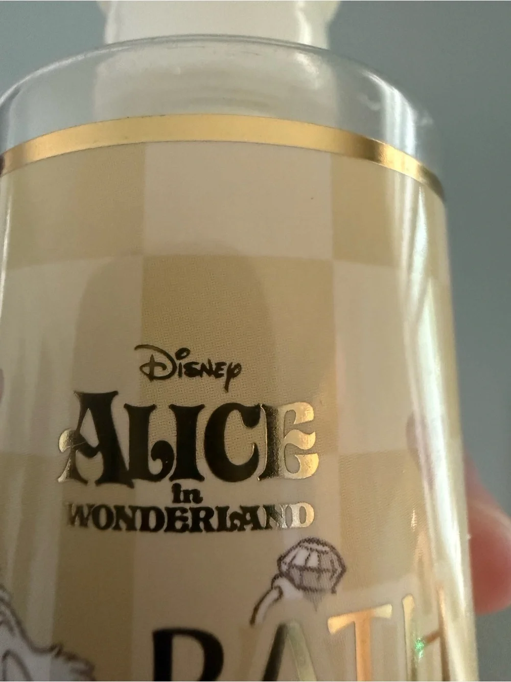 Disney Alice in Wonderland Cream & Gold Bath Salts with Heart Cap